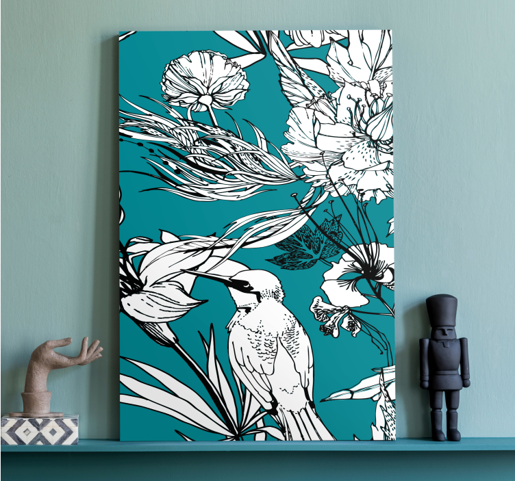 Tableau oiseaux parmi les fleurs - TenStickers