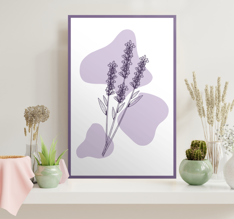 Tableau fleurs dessin d'une plante de lavande - TenStickers