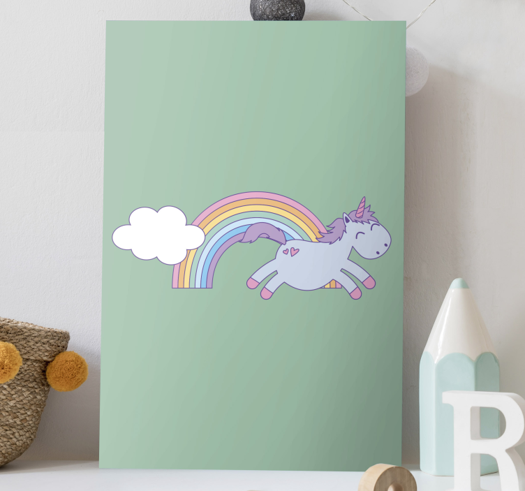 Tableau licorne sautant de joie - TenStickers
