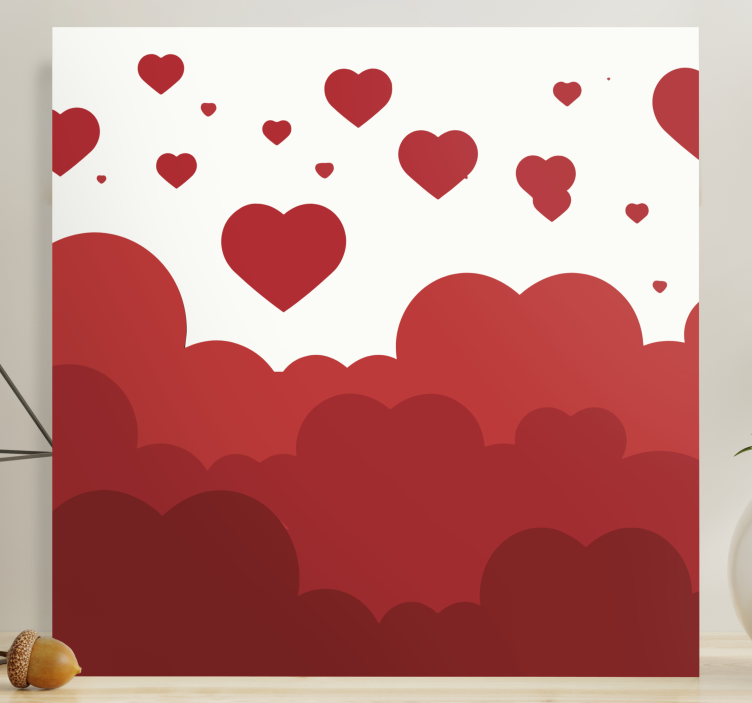 Tableau chambre Conception de nuage de coeur rouge - TenStickers