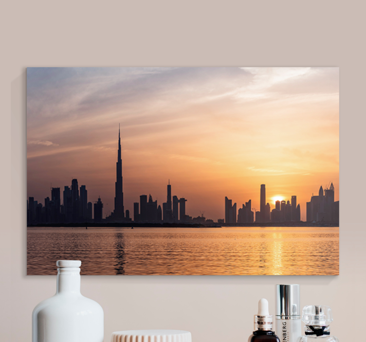 Tableau villes et pays coucher de soleil sur dubaï - TenStickers