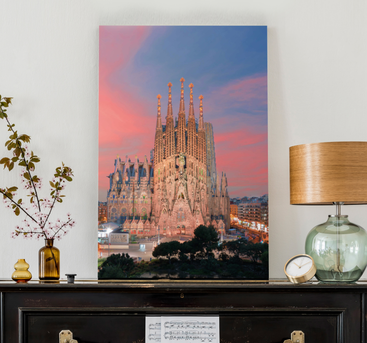 Tableau villes et pays sagrada familia au coucher du soleil - TenStickers