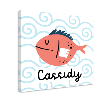Tableau personnalisé texte Poisson souriant avec nom - TenStickers