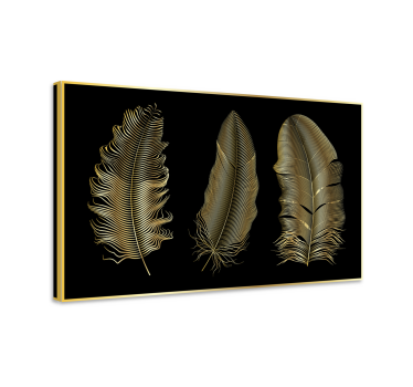Tableau plumes designs en feuille d'or - TenStickers