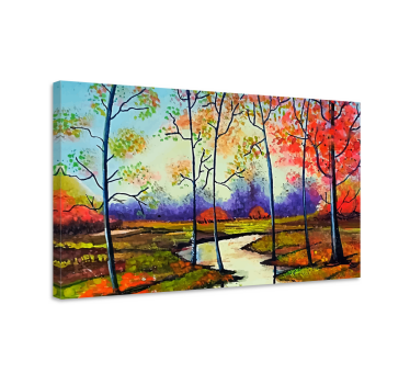 Tableau paysages scène de rivière en automne - TenStickers