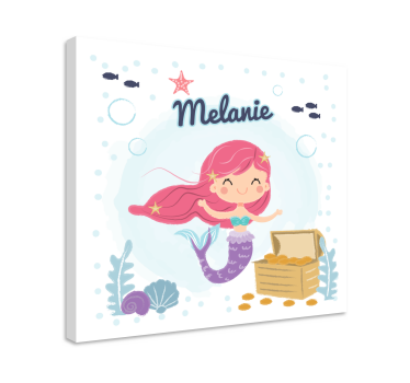 Tableau enfants coffre au trésor de sirène - TenStickers