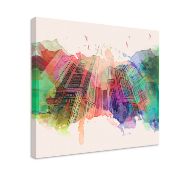 Tableau villes et pays skyline urbaine abstraite - TenStickers