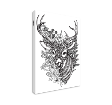 Tableau tête de cerf Cornes de cerf avec des fleurs - TenStickers