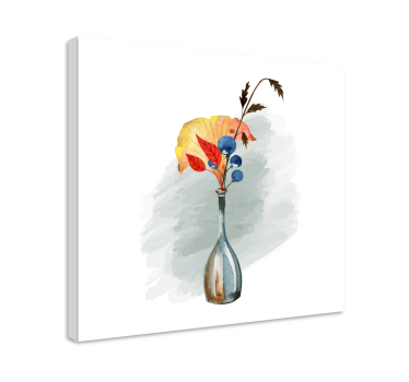 Tableau fleurs et plantes vase avec des feuilles d'automne - TenStickers