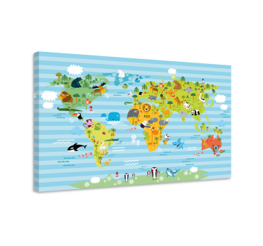 Tableau mappemonde Animaux - TenStickers