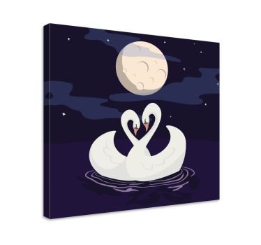 Tableau animaux cygnes étreignant le clair de lune - TenStickers