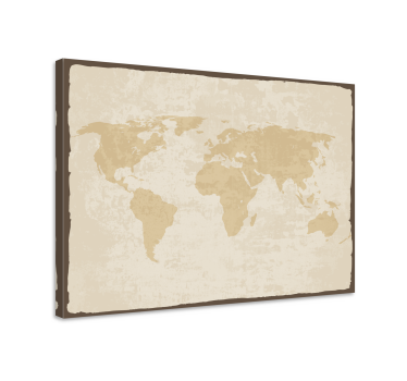 Tableau mappemonde Blanc et beige vintage - TenStickers