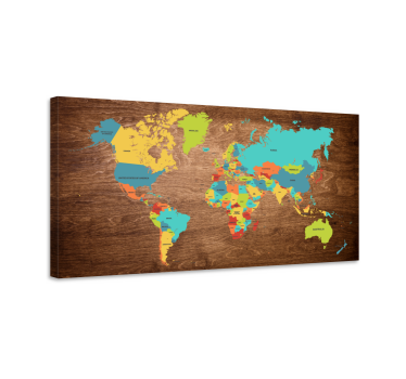 Tableau mappemonde Texture du bois - TenStickers