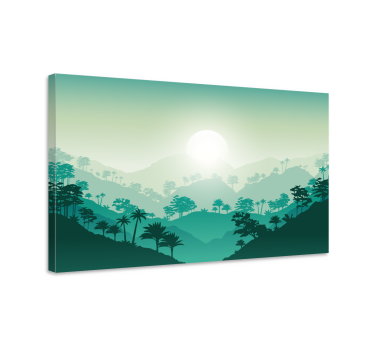 Tableau paysages lever de soleil sur montagnes brumeuses - TenStickers