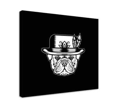 Tableau de chien Bouledogue sur fond noir - TenStickers