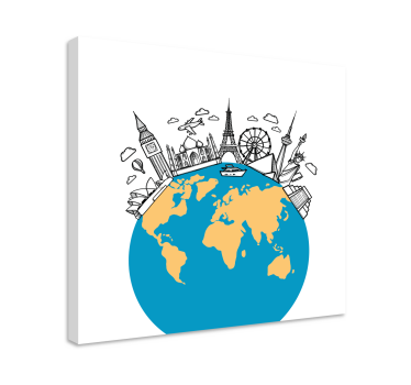 Tableau mappemonde Icônes de point de repère - TenStickers