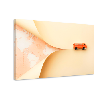 Tableau villes et pays combi orange voyageur - TenStickers
