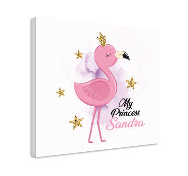 Tableau animaux ma princesse flamant rose avec nom - TenStickers