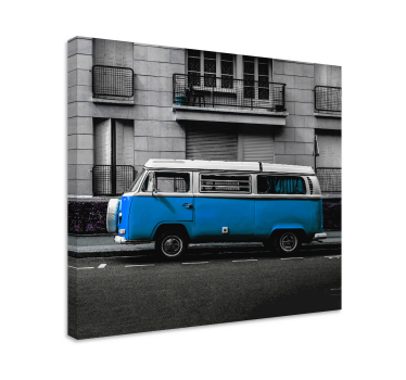 Tableau villes et pays fourgonnettes bleues classiques - TenStickers