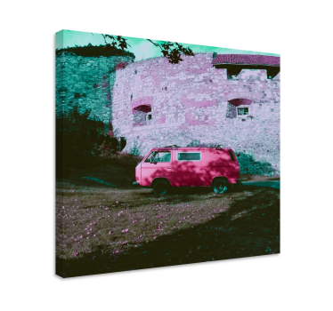 Tableau abc fourgon rose vintage - TenStickers