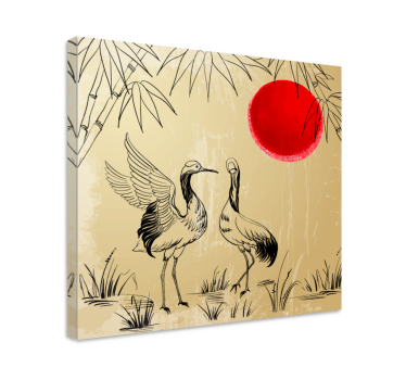 Tableau mandala grues et soleil - TenStickers