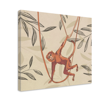 Tableau animaux singe en balançoire - TenStickers