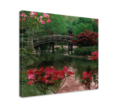 Tableau fleurs et plantes pont entouré de fleurs - TenStickers