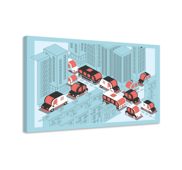 Tableau villes et pays scène de circulation urbaine - TenStickers