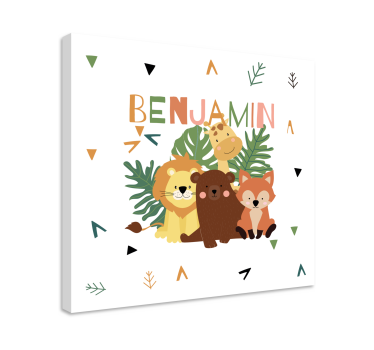 Tableau animaux Animaux sauvages mignons avec des feuilles - TenStickers