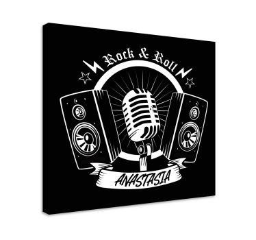 Tableau musique design microphone rétro - TenStickers