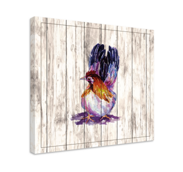 Tableau avec oiseaux Coq dessiné sur la texture en bois - TenStickers