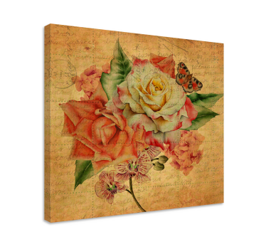 Tableau fleurs et plantes roses et papillon - TenStickers