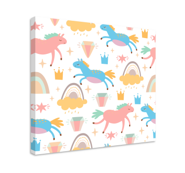 Tableau chevaux licornes colorées au galop - TenStickers