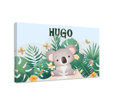 Tableau pour chambre bébé Koala mignon pour garçon avec nom - TenStickers