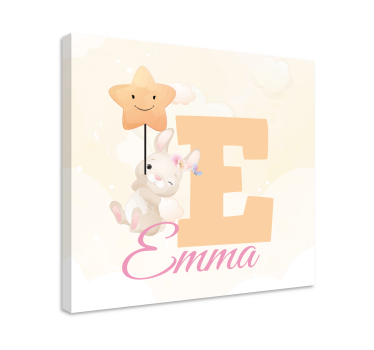Tableau 3d lapin heureux tenant une Étoile - TenStickers