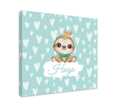 Tableau chambre enfant Paresseux mignon pour garçon avec nom - TenStickers