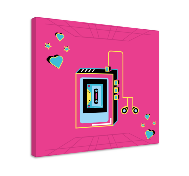 Tableau musique cassette rétro amour - TenStickers