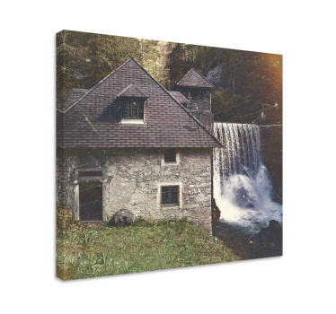Tableau paysages scène de cascade historique - TenStickers