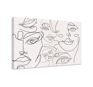 Tableau personnage visages en ligne continue - TenStickers