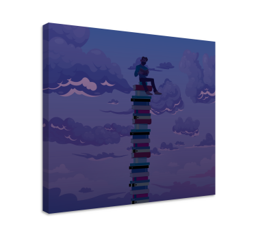 Tableau vintage livres empilés vers le ciel - TenStickers