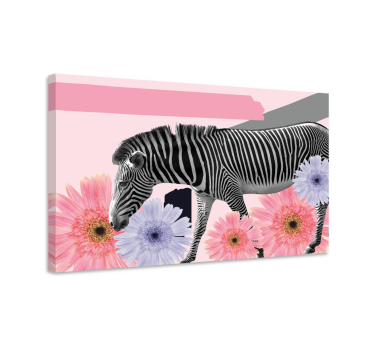 Tableau animaux zèbre au milieu des fleurs - TenStickers