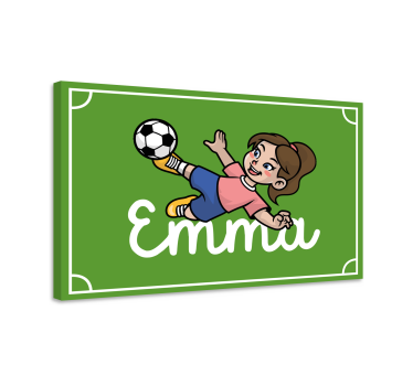 Tableau personnalisé texte Joueur de football fille avec nom - TenStickers