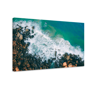 Tableau mer vagues océaniques rencontrant des rochers - TenStickers