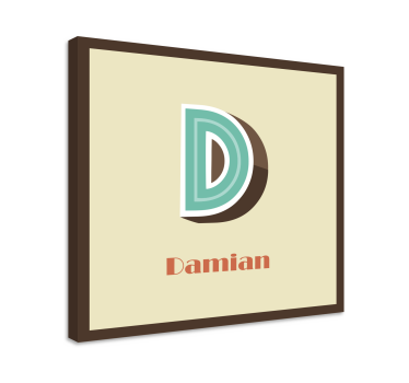 Tableau texte rétro personnalisable lettre et prénom - TenStickers