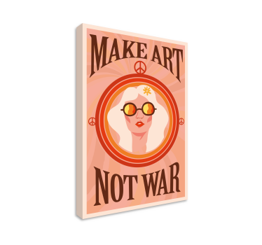 Tableau phrase style hippie rétro faites de l'art pas la guerre - TenStickers