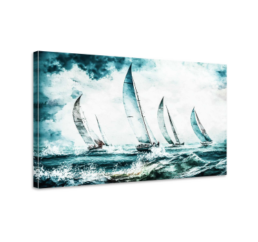 Tableau salle à manger peinture voiliers en mer - TenStickers