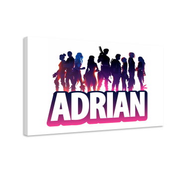 Tableau jeux vidéo silhouette personnages avec prénom - TenStickers