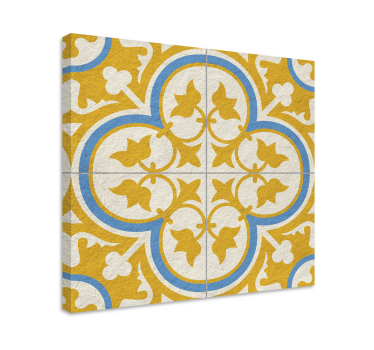 Tableau vintage carrelage hydraulique jaune - TenStickers
