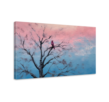 Tableau art d'oiseau sur arbre effet huile sur toile - TenStickers