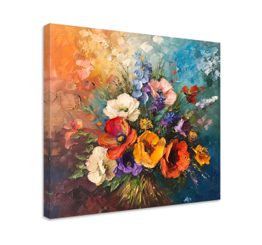 Tableau art de bouquet de fleurs effet huile sur toile - TenStickers